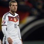 Lukas Podolski im 4-Sterne Trikot beim UEFA 2016 European Championship qualifying Deutschland gegen Gibraltar in Nürnberg am 14.November 2014 (Foto AFP)