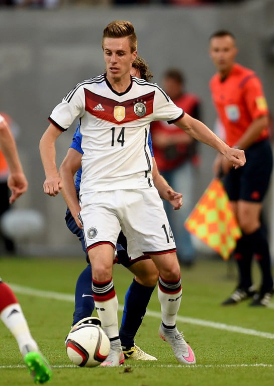 Patrick Herrmann im DFB Trikot beim Länderspiel gegen die USA. AFP PHOTO / PATRIK STOLLARZ