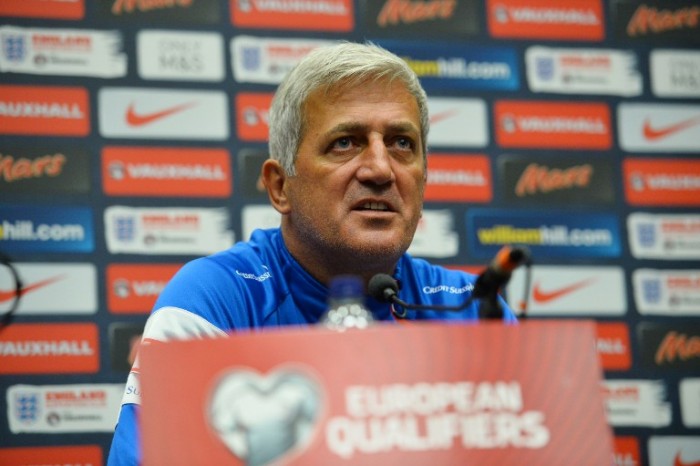 Switzerland coach Vladimir Petkovic attends a press conference at Wembley Stadium, London on September 7, 2015, ahead of their UEFA Euro 2016 qualifying football match against England on 8 September, 2015. AFP PHOTO / GLYN KIRK NOT FOR MARKETING OR ADVERTISING USE / RESTRICTED TO EDITORIAL USE