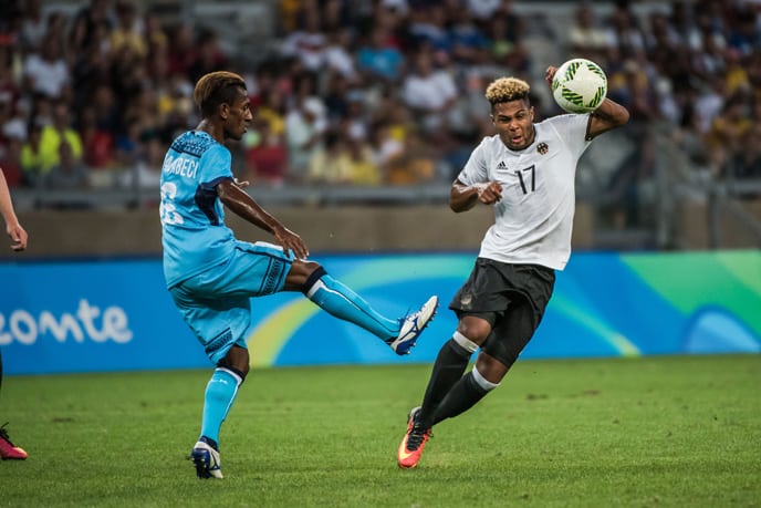 Serge Gnabry gegen Fiji bei Olympia 2016 in Rio. AFP PHOTO / GUSTAVO ANDRADE