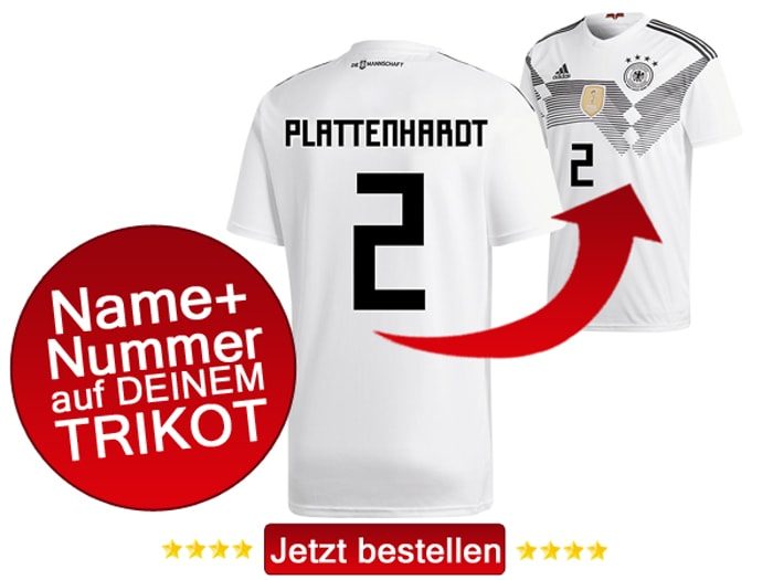 Das neue DFB Trikot mit Beflockung von Marvin Plattenhardt mit der Nummer 2 kaufen.