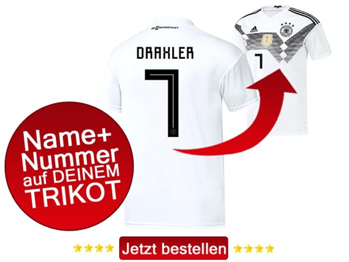 Das neue DFB Trikot mit Beflockung von Julian Draxler mit der Nummer 7 kaufen.