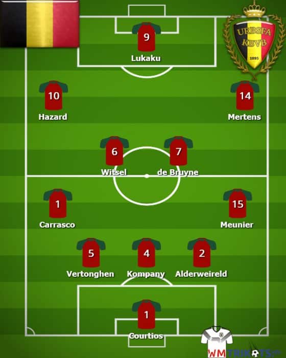 Die Aufstellung Belgiens 2018 bei der Fußball Wm 2018.