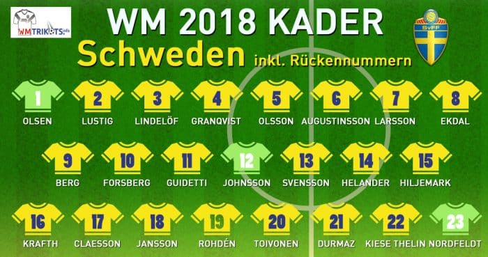 Das ist Schwedens WM Kader mit allen Rückennummern 2018.