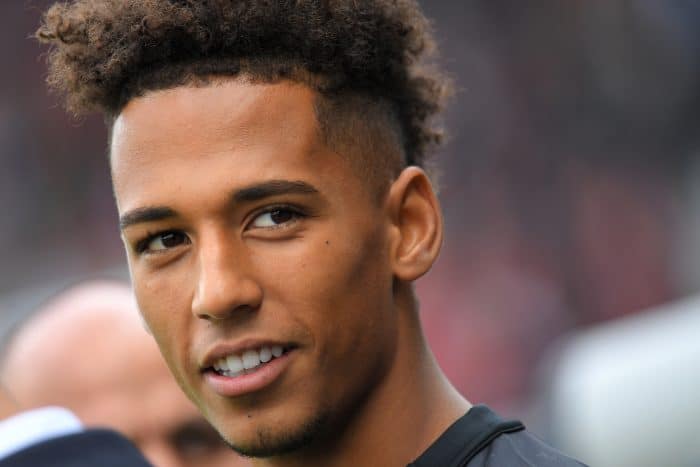 Der deutsche Verteidiger Thilo Kehrer von Paris Saint-Germain vor dem französischen Fußballspiel der L1 zwischen Guingamp und Paris Saint-Germain im Roudourou-Stadion in Guingamp am 18. August 2018 zu. / AFP PHOTO / LOIC VENANCE