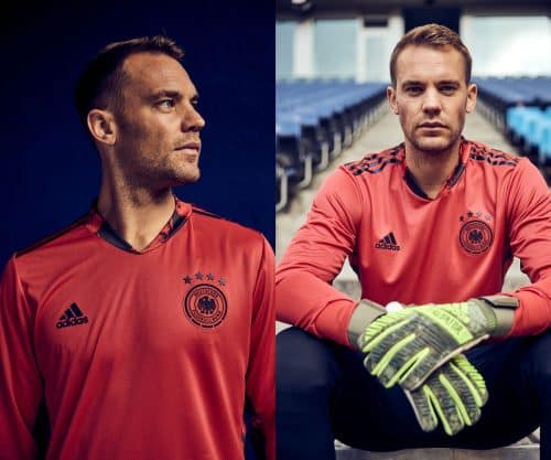 Manuel Neuer zeigt das EM Trikot 2020 für den Torwart (foto adidas)