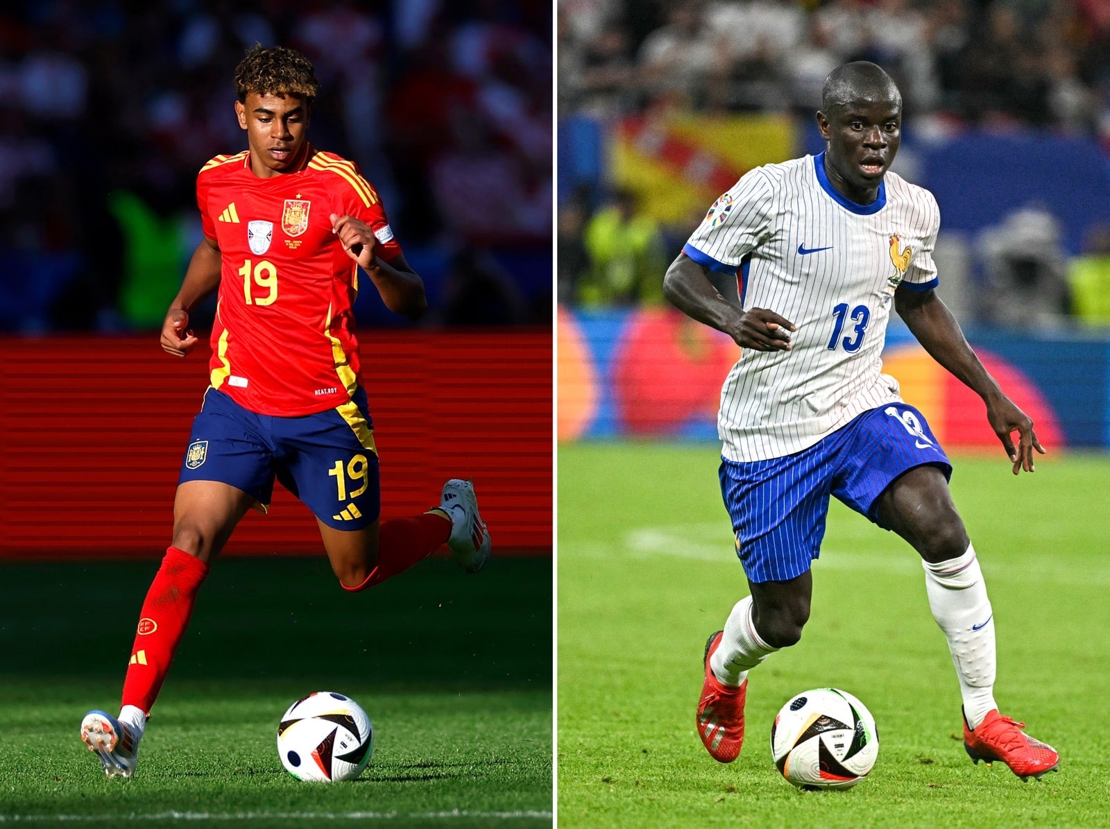 Spanien gegen Frankreich im EM-Halbfinale am Dienstag, 9.Juli 2024. (Photo by Odd ANDERSEN and Javier SORIANO / AFP)
