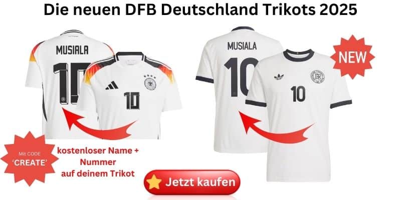 Die neuen DFB Trikots 2025 mit kostenlosen Nummer & Name mit dem Code 'CREATE'