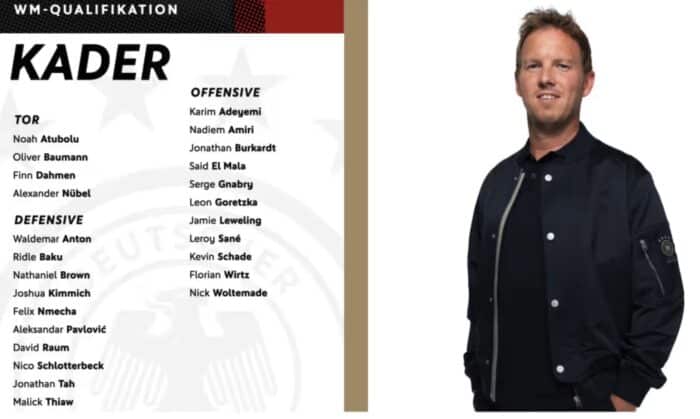 DFB Kader im November 2025 - Sané wieder mit dabei