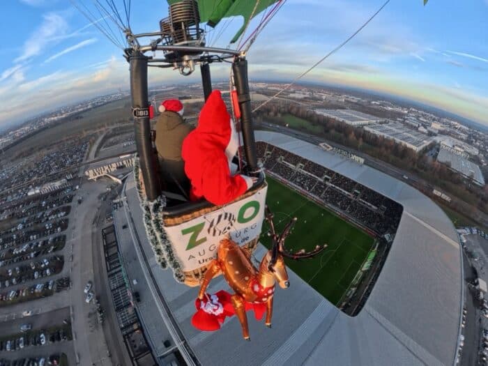 Die WWK Arena von oben aus dem Ballon (Copyright Ballonfahrten Augsburg)
